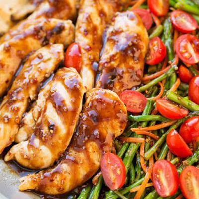 The red and green veggies offer nutrients as well as making the dish look appetizing