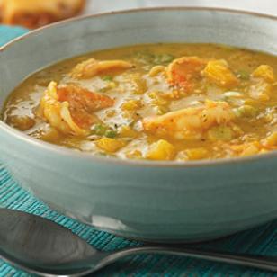 Jamaican Shrimp and mangos make this soup delicious