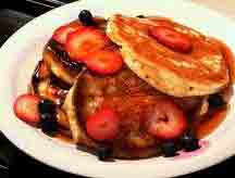 Even better, pancakes with liberal helpings of red fruits - loads of antioxidants