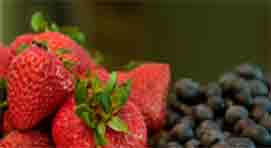 berries such as the maqui-berry and also strawberries are rich in anti-aging oxidents and other vitamins