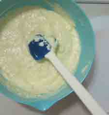 The pancake batter needs to site for at least five minutes so the baking soda reacts with the yogurt