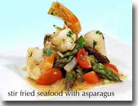 Asparagus and seafood make a healthy and tasty food combination