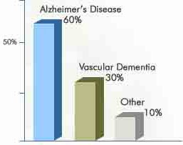 Alzheimer's is one of several different types of dementia, vascular dementia accounts for 30 percent of all cases